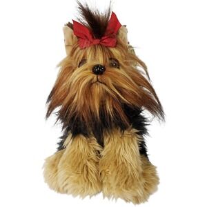 Bearington Collection Yorkshire Terrier Dog Plush Stuffed Animal‎ Red Bow